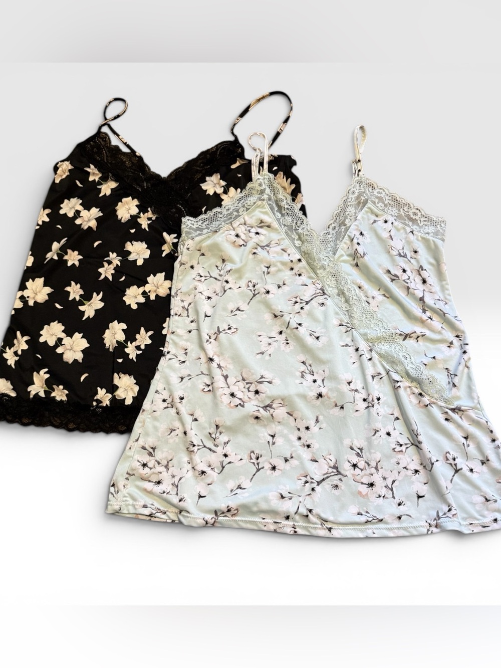 Vince Camuto Lace Trim Floral Satin Cami Tank Top Bundle Size Medium